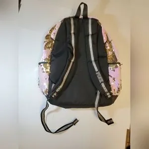 Large Victoria\'s Secret PINK Backpack Pink and Gold Sequins Victoria main image 2